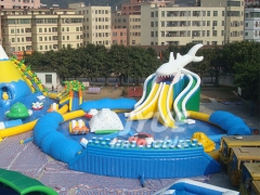 Giant Shark Kids N Adults Backyard Inflatable Water Park On Land