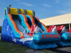 Hot Selling Heavy Duty 18 oz PVC Tarpaulin Material 10*5m Big Kahuna Inflatable Water Slide