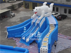 Commercial Polar Bear Water Slide Backyard Inflatable Pool Slide For Adults