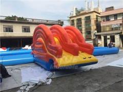 Air Sealed Large Inflatable Adults Swimming Pool With Small Water Slide