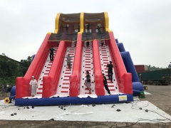 Red And Blue Commercial Blow Up Four Lane Inflatable Water Slides