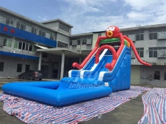 Large Summer PVC Kids Octopus Inflatable Water Slide With Pool