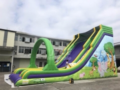 Outdoor Comercial Jungle Animal Inflatable Dry Slide For Kids