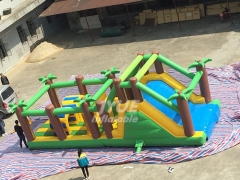 Outdoor Sport Game Challenge Jungle Theme Inflatable Obstacle Course Toy For Kids