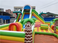 High Quality Cartoon Fun City Jumping Castle Inflatable Playground With Slide For Sale