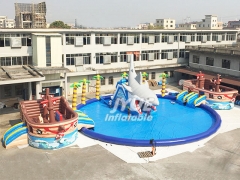 Commercial Mobile Land Inflatable Ground Water Park with Pool Slide for Sale