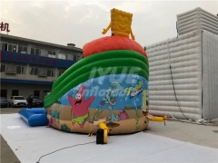 Commercial Mobile Land SpongeBob Inflatable Ground Water Park with Pool Slide