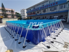 Commercial rectangular outdoors metal large frame amusement park swimming pool with filtration system