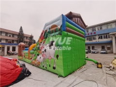 Inflatable Kids Playground With Air Pump Farm Theme Inflatable Dry Slide