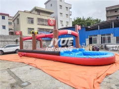 Pirate Ship Theme Dual Lane Inflatable Slip n Slide Water Slide with Blower