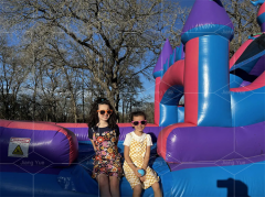 pink bounce house with slide Jyue-IC-090