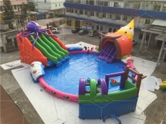 Giant portable outdoor swimming pool amusement equipment inflatable theme water park with slide for land