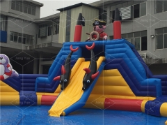 Blow Up Water Playground Fun Shark Inflatable Backyard Water Slide And Pool