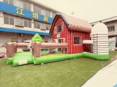 Commercial Outdoor Cow House Inflatable Jumping Castle With Slide For Kids