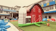 Commercial Outdoor Cow House Inflatable Jumping Castle With Slide For Kids