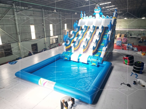 Commercial Attractive Water Slide With Pool Inflatable Shark Water Slide For Sale