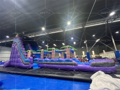 17x5m Purple Plam Tree Inflatable Water Slide