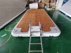 Drop Stitch PVC Teak Foam Inflatable Swim Platform Floating Dock With Ladder
